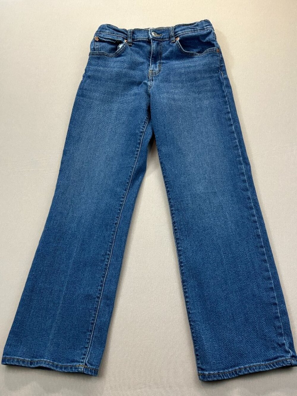 Levis Jeans Girls Size 16 Blue Denim Mid Rise Wide Leg Stretch